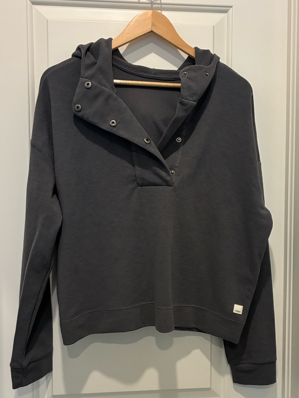 Dark Gray Hooded Snap-Front Pullover